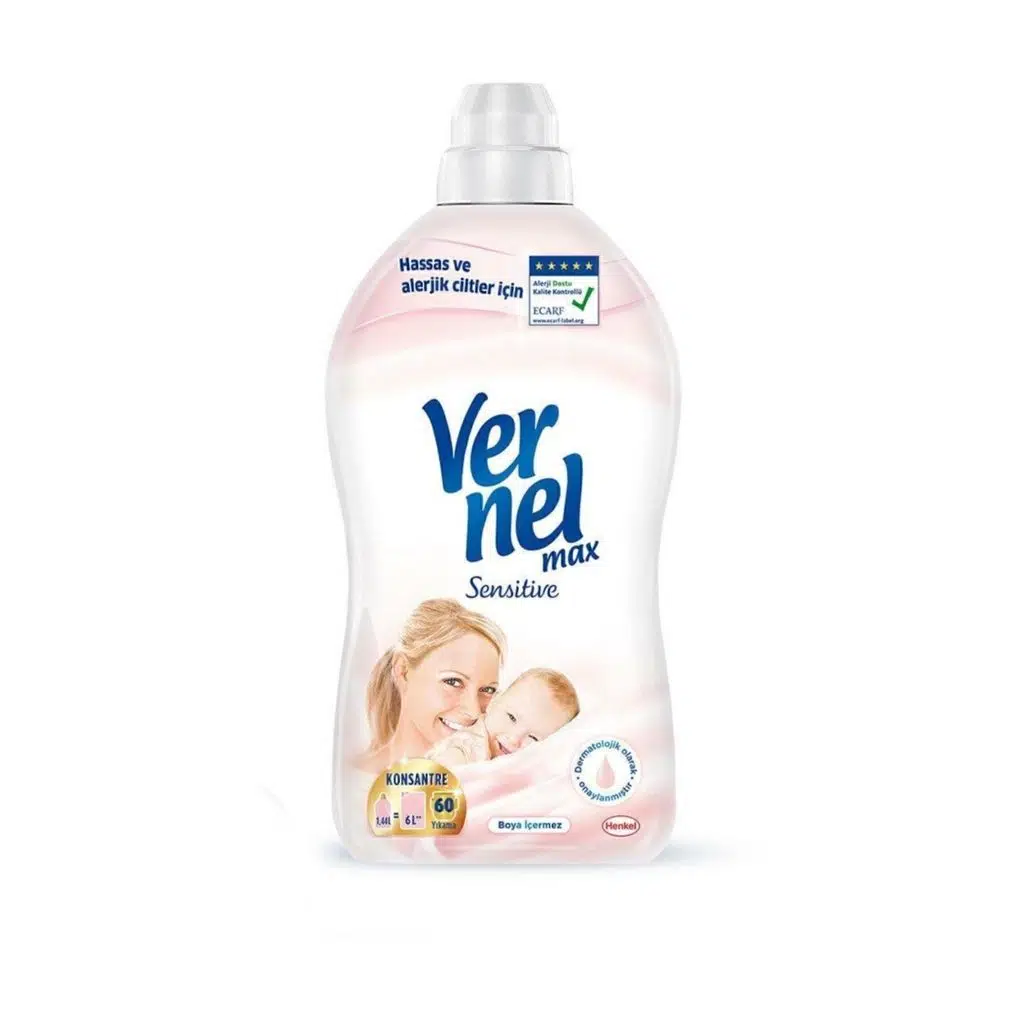 Vernel Max Sensetive Konsantre Çamaşır Yumuşatıcısı 1440 ml (60 YIKAMA) (hasas Ve Alerjik Ciltler Için )